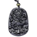 Natural Black Obsidian Dragon Protection Necklace - Buddha & Karma
