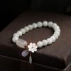 Natural Light Green Jade Bead Bracelet for Luck - Buddha & Karma