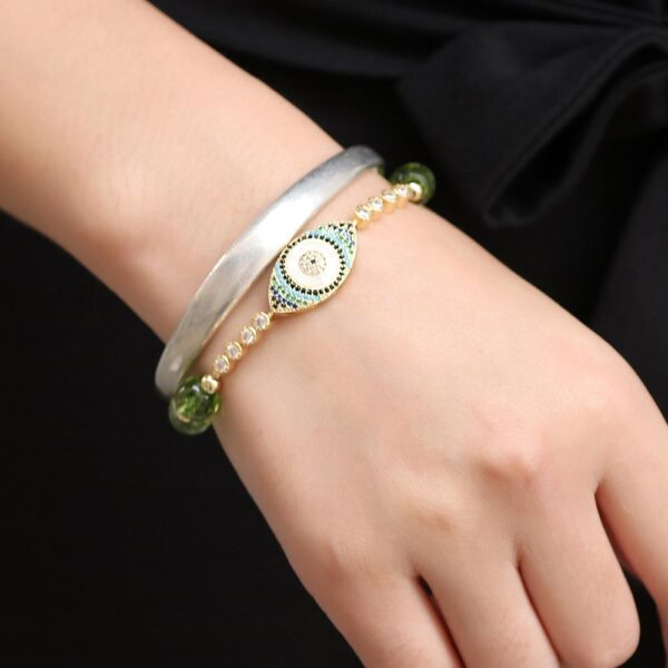 Natural Peridot Style Evil Eye Bracelet - Buddha & Karma