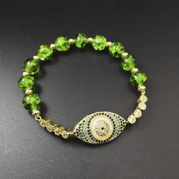 Natural Peridot Style Evil Eye Bracelet - Buddha & Karma