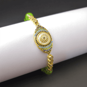 Natural Peridot Style Evil Eye Bracelet - Buddha & Karma