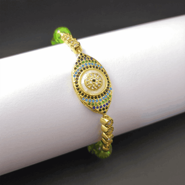 Natural Peridot Style Evil Eye Bracelet - Buddha & Karma