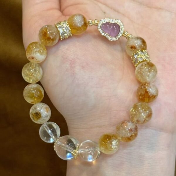 Golden Gourd Wealth Bracelet – Citrine & Rutilated Quartz for Prosperity