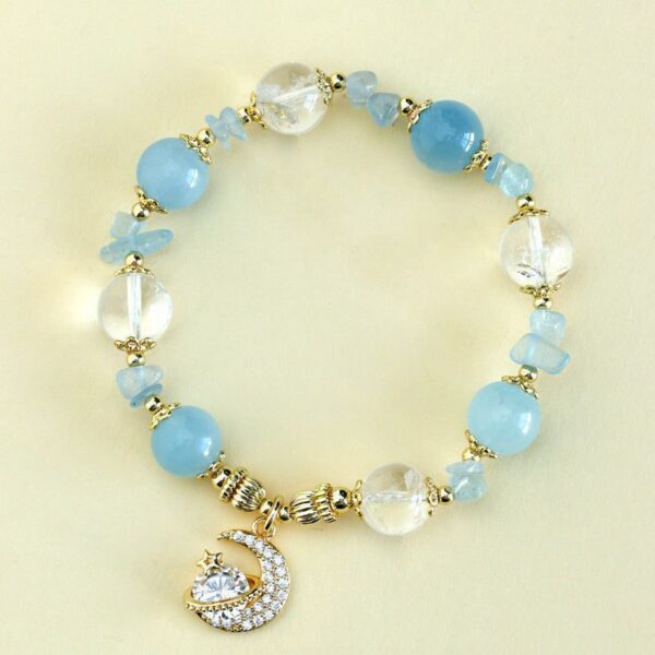 Moon & Star Charm Gemstone Bracelets – Crystal-Embedded Elegance Collection