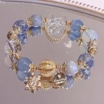 Blue Crystal & Gold Snowflake Charm Bracelet
