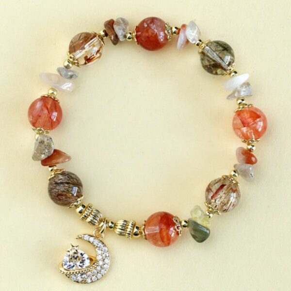 Moon & Star Charm Gemstone Bracelets – Crystal-Embedded Elegance Collection