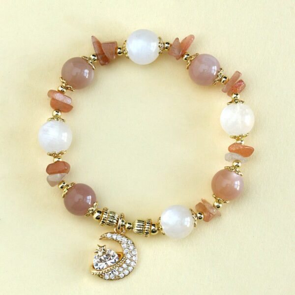 Moon & Star Charm Gemstone Bracelets – Crystal-Embedded Elegance Collection