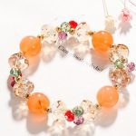 Orange Agate & Crystal Bead Bracelet – Women’s Vibrance & Joy