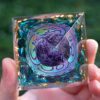 Amethyst Orgonite Pyramid - Orgone Energy Generator - Buddha & Karma