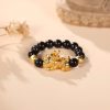Pixiu Black Obsidian Wealth Ring - Buddha & Karma