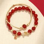Red Agate Fu Bracelet Set - Buddha & Karma
