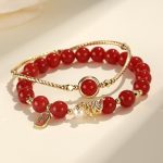 Red Agate Fu Bracelet Set - Buddha & Karma