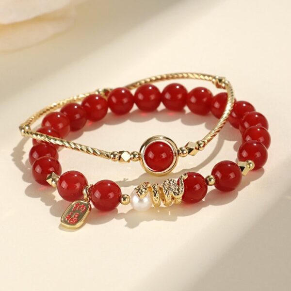 RedAgateFuBraceletSet3 Red Agate Fu Bracelet Set - Buddha & Karma