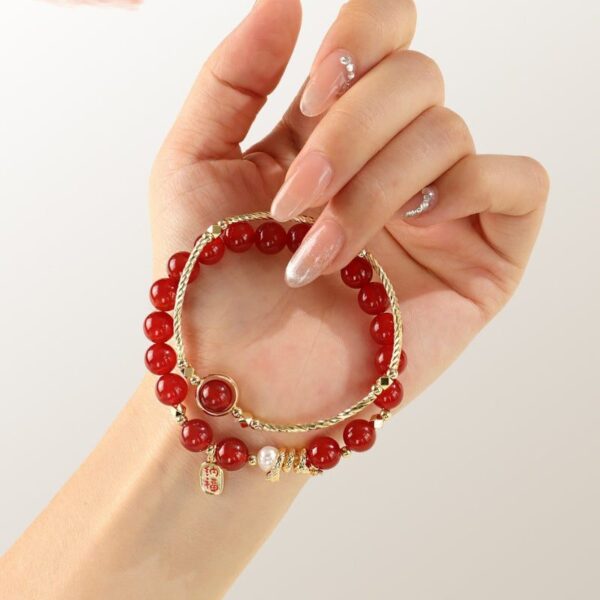 RedAgateFuBraceletSet4 Red Agate Fu Bracelet Set - Buddha & Karma