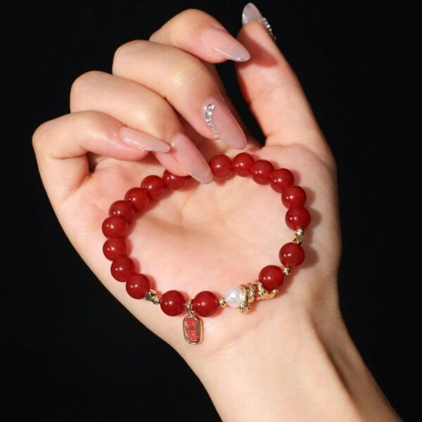 RedAgateFuBraceletSet5 Red Agate Fu Bracelet Set - Buddha & Karma