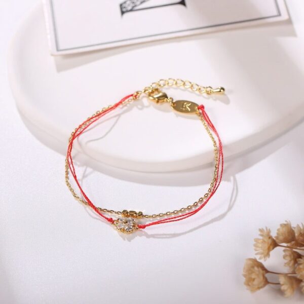 RedStringLuckyCloverBracelet2 Red String Lucky Clover Bracelet - Buddha & Karma