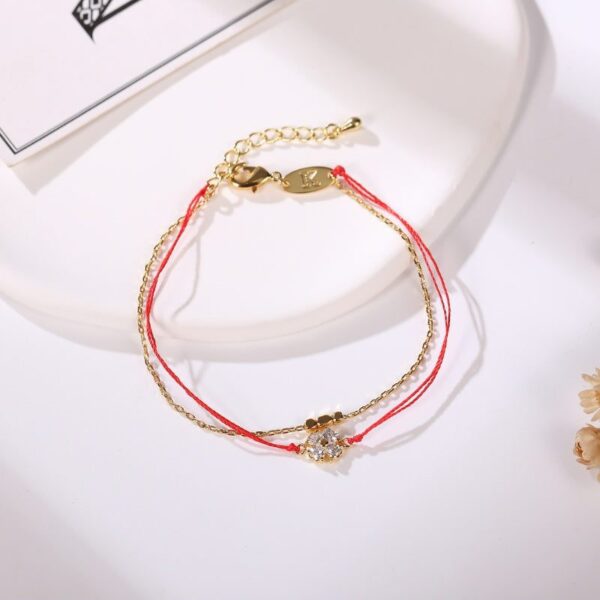 RedStringLuckyCloverBracelet3 Red String Lucky Clover Bracelet - Buddha & Karma