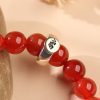 Red Agate Buddhist Guardian Deities Bracelet - Zodiac Bracelet for Luck, Protection - Buddha & Karma