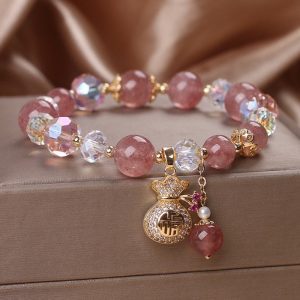 Strawberry Quartz Heart Bracelet - Buddha & Karma