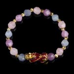 The Prosperity Bracelet - Amethyst, Aquamarine, Rose Quartz Pixiu - Buddha & Karma