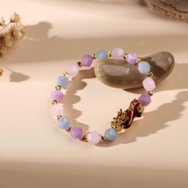 TheProsperityBracelet4 The Prosperity Bracelet - Amethyst, Aquamarine, Rose Quartz Pixiu - Buddha & Karma