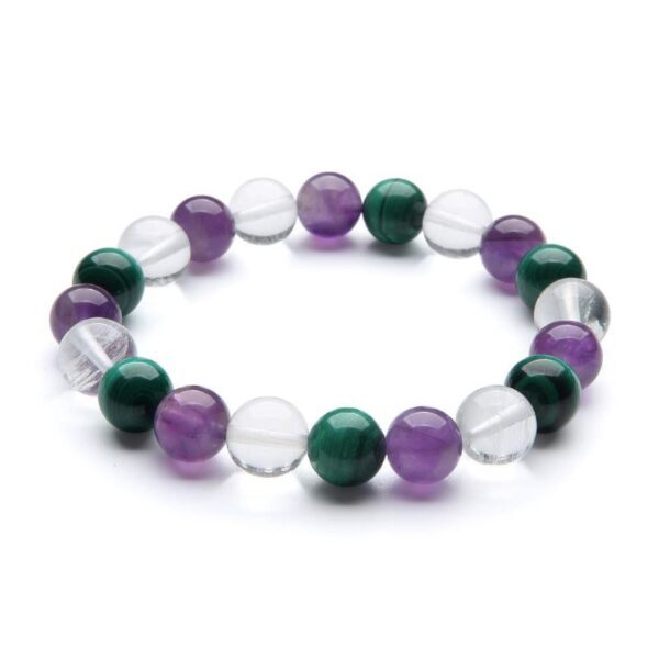 TripleHealingBracelet4 Triple Healing Bracelet – Amethyst, Malachite, Clear Quartz - Buddha & Karma