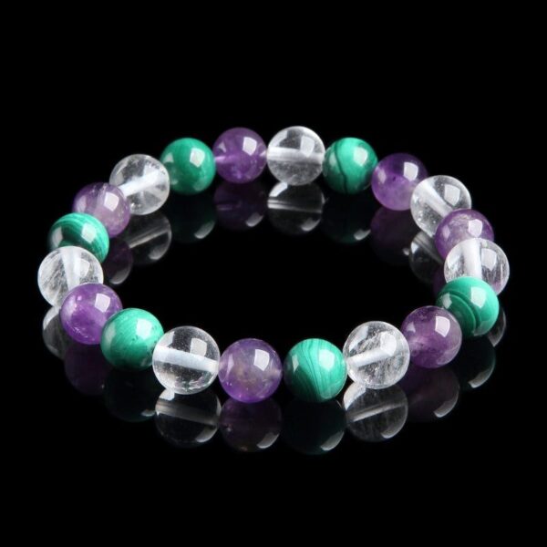 TripleHealingBracelet7 Triple Healing Bracelet – Amethyst, Malachite, Clear Quartz - Buddha & Karma