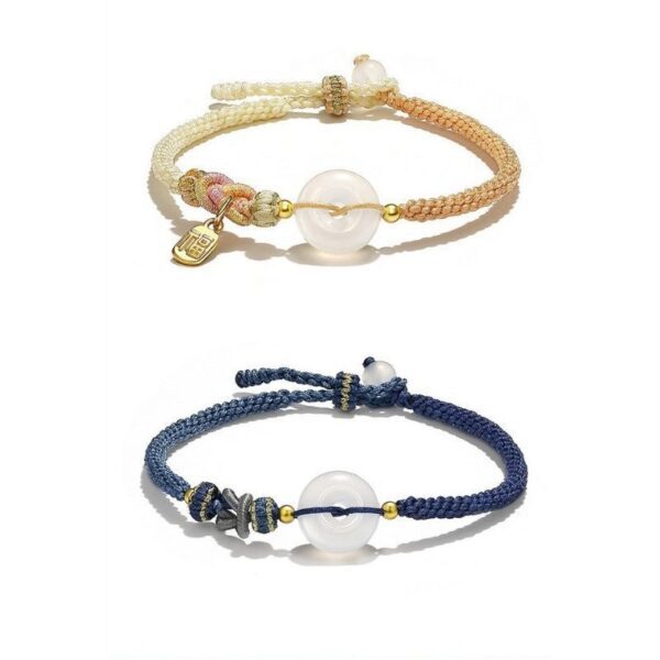 White Agate Fu Couple Bracelets - Give the Gift of Luck - Buddha & Karma