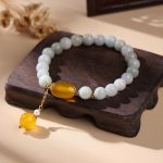 White Jade Longevity Bracelet - Buddha & Karma
