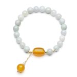 White Jade Longevity Bracelet - Buddha & Karma