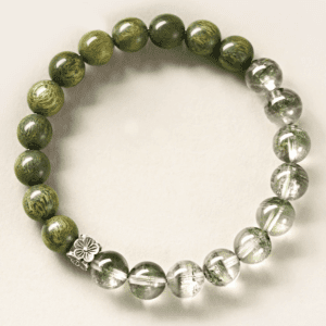 Verdant Spirit Bracelet – Green Sandalwood & Phantom Quartz Balance