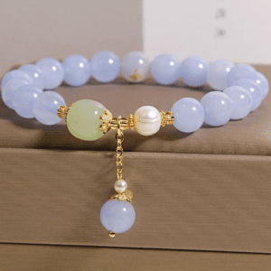 Azure Serenity Bracelet – Aquamarine, Jade & Pearl Harmony