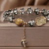 Verdant Vision Bracelet – Green Phantom Quartz & Golden Crystal Charm