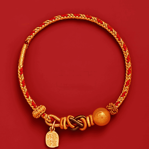Five-Way Caishen Red String Bracelet – Zodiac Snake Edition (5 Bead Variants)