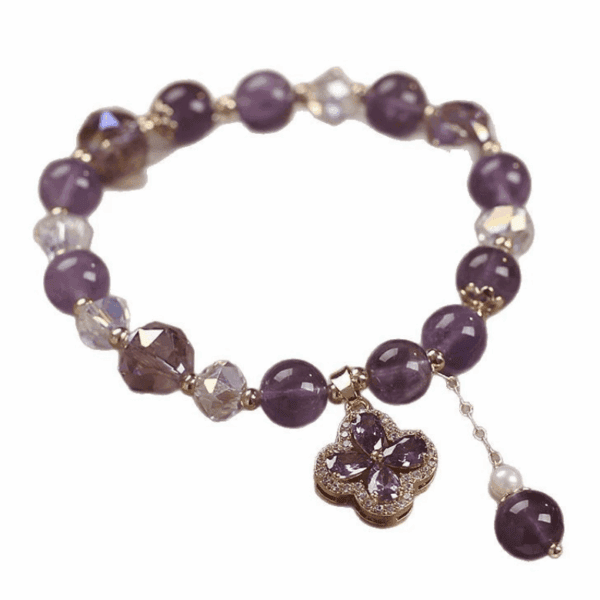 Violet Clover Bracelet – Amethyst Crystal of Fortune & Grace
