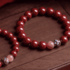 Cinnabar & Sunstone Bracelet with Silver Enamel Lotus – Protection & Prosperity