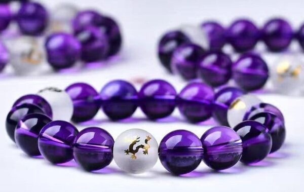 Amethyst Bracelet with Mantra Accents – Clarity & Protection