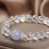 White Crystal Bracelet with Aquamarine Focal – Clarity & Serenity