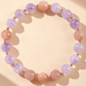 Lavender Amethyst & Peach Stone Bracelet – Women’s Love & Attraction Talisman