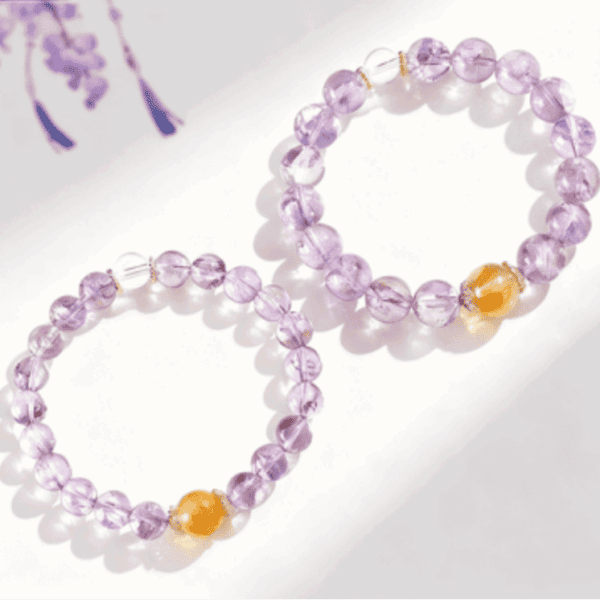 Amethyst & Citrine Harmony Bracelet with Clear Quartz Accent – Balance & Prosperity