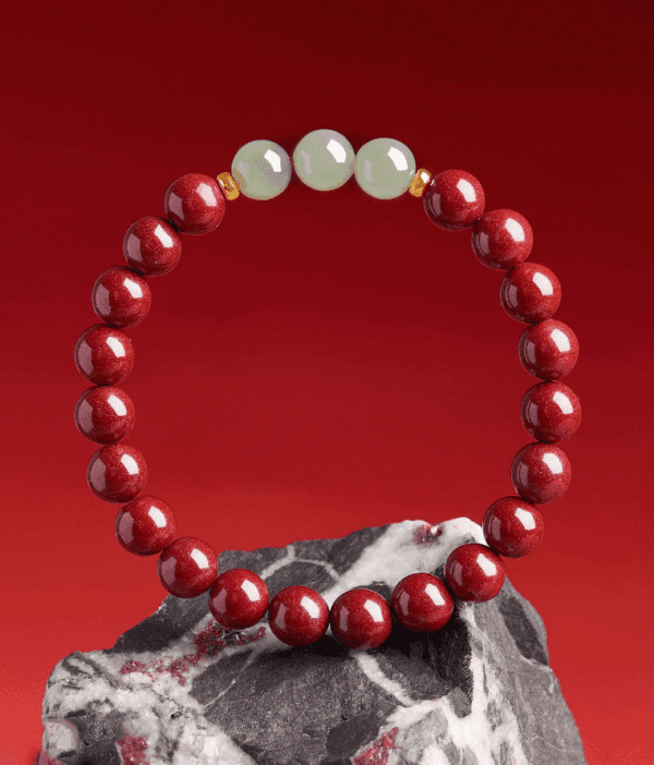 Cinnabar & Jade Bracelet – Protection & Harmony