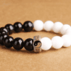 Yin-Yang Obsidian & White Shell Bracelet – 925 Silver Mantra Bead