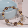 Pink Agate & Luminous Glass Fortune Bracelet