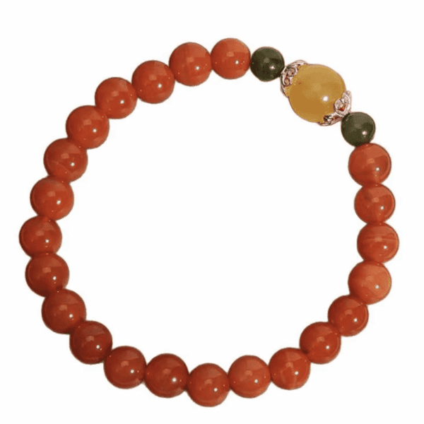 Radiant Harmony Bracelet – South Red Agate, Jade & Amber Luck Bead