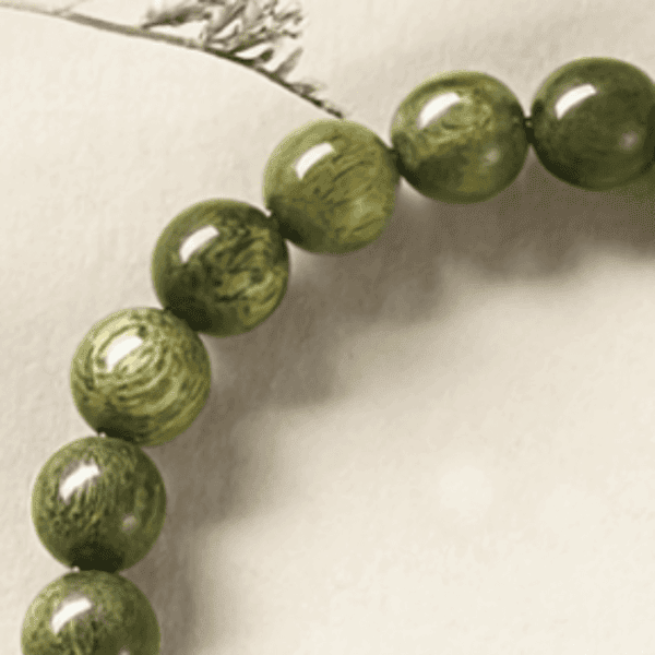 Verdant Spirit Bracelet – Green Sandalwood & Phantom Quartz Balance