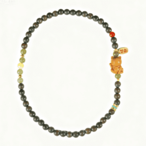 Double-Wrap Wooden Bead Necklace with Lucky Cat Pendant – Prosperity & Blessings