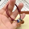 Peach Pit Charm Cord Bracelet – Handcrafted Mixed Textures