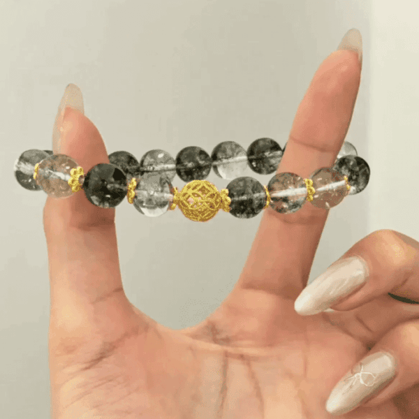 Phantom Garden Bracelet – Green Phantom Quartz & Gold Filigree Harmony