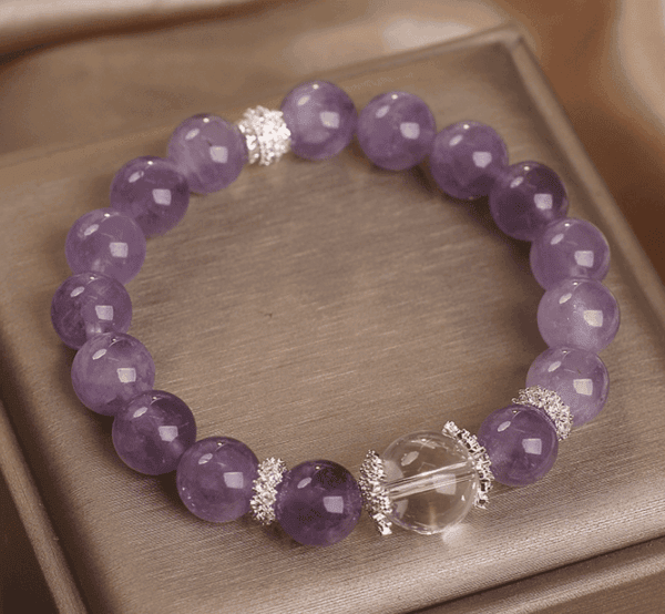 Lavender Serenity Bracelet with Amethyst & Clear Quartz for Clarity & Calm