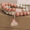 Blush Serenity Bracelet – Rhodochrosite & Shoushan Stone Double Wrapped